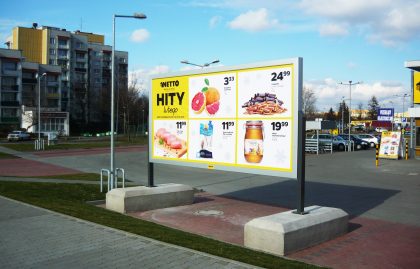 Wolnostojąca reklama, tablica reklamowa, billboard z opatentowanym systemem szybkiej wymiany banerów bannergear™ 2.0 model Free Slim