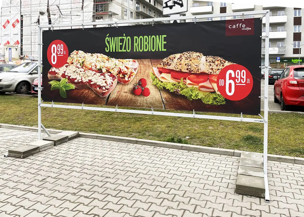 Wolnostojąca reklama, tablica reklamowa, billboard z systemem napinania banerów model Simple Frame